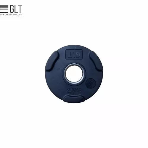 Диск обрезиненный черный GLT Fitness 1,25 - 25 кг (три хвата)